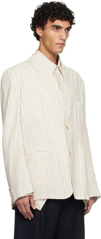 Hed Mayner Striped Suit Jacket In White