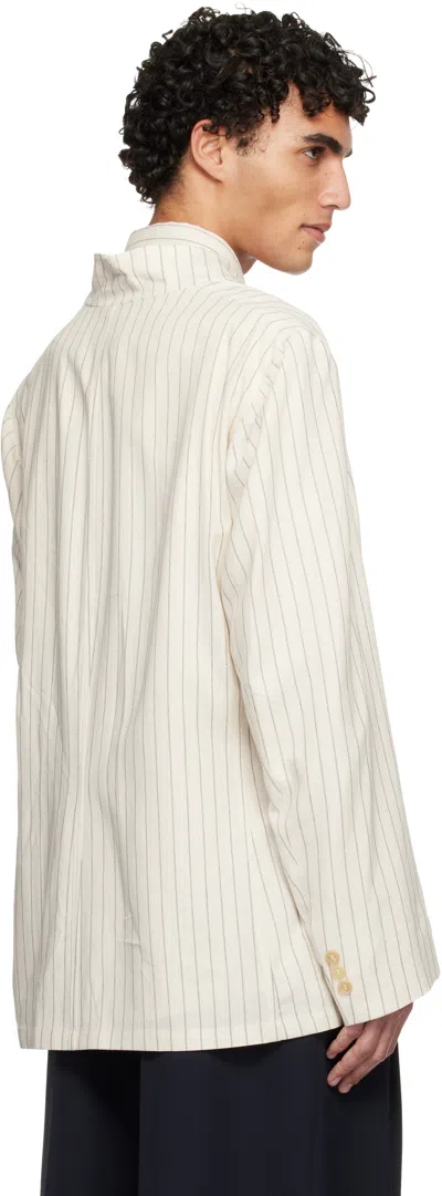 Hed Mayner Striped Suit Jacket In White