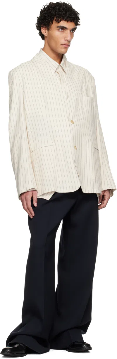 Hed Mayner Striped Suit Jacket In White