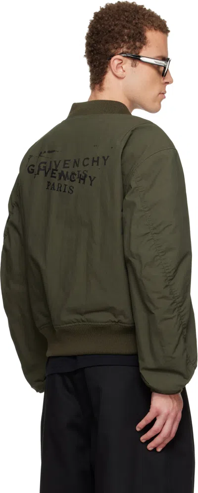 Givenchy Logo-print Cotton-blend Bomber Jacket In Green