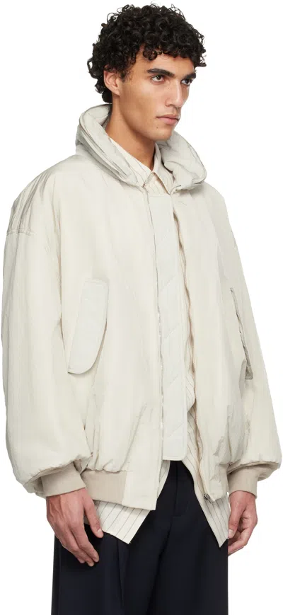 Hed Mayner Off-white Crinkled Bomber Jacket In Multi