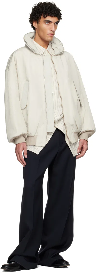 Hed Mayner Off-white Crinkled Bomber Jacket In Multi