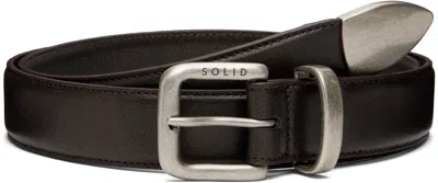 Solid Homme Brown Leather Western Belt In Brown