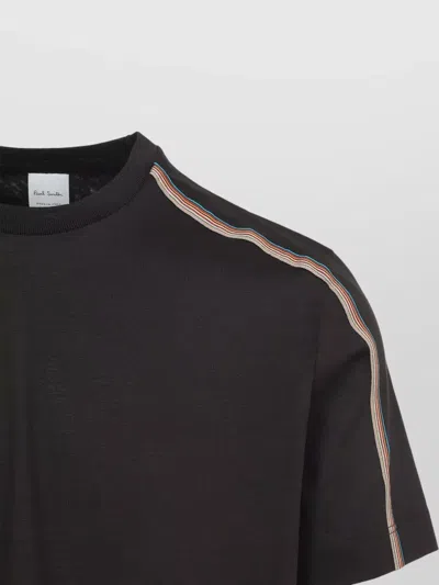 Paul Smith Stripe Tape Detail Crew Neck Tshirt In Black