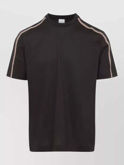Paul Smith Stripe Tape Detail Crew Neck Tshirt In Black
