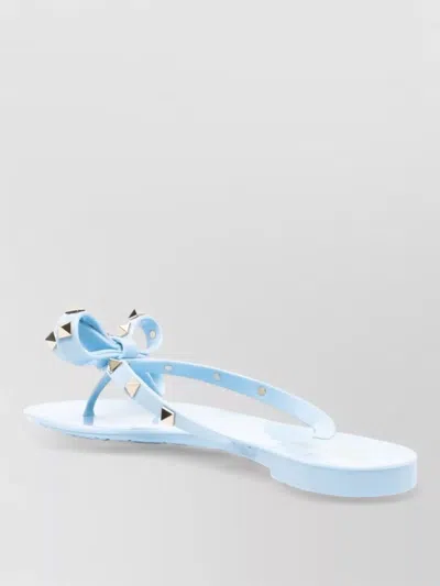 Valentino Rockstud Sandals Thong Design Bow Detail In Blue