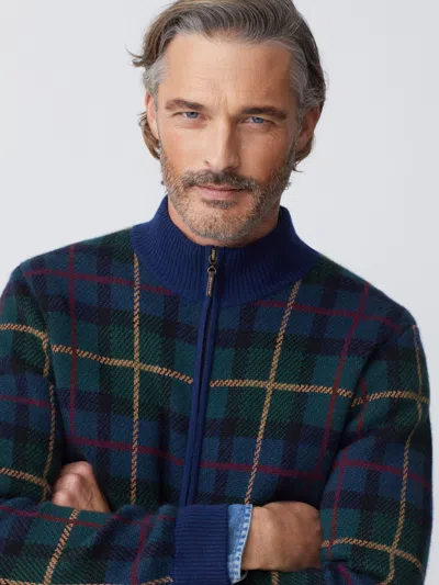 J.mclaughlin Men's Quentin Wool & Cashmere Cardigan In Plaid Navy In Black
