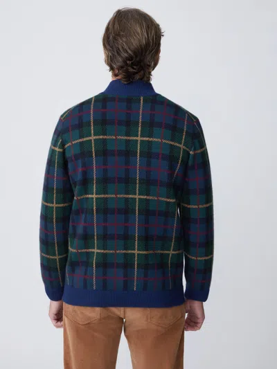 J.mclaughlin Men's Quentin Wool & Cashmere Cardigan In Plaid Navy In Black