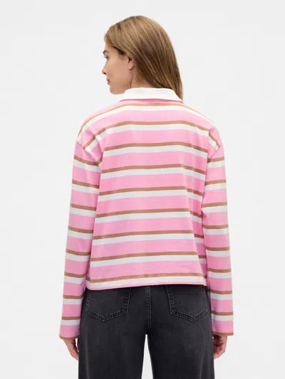 Gap Factory Oversized Stripe Rugby Polo Shirt Shirt In Pink