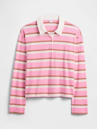 Gap Factory Oversized Stripe Rugby Polo Shirt Shirt In Pink