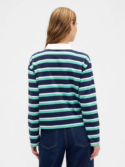 Gap Factory Oversized Stripe Rugby Polo Shirt Shirt In Blue