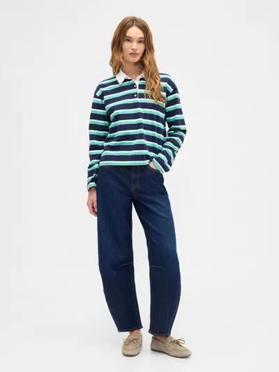 Gap Factory Oversized Stripe Rugby Polo Shirt Shirt In Blue