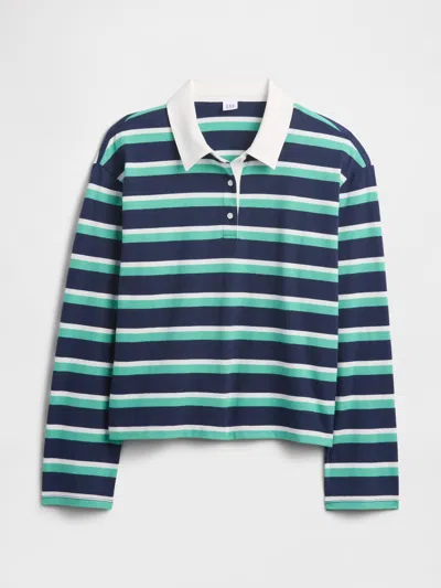 Gap Factory Oversized Stripe Rugby Polo Shirt Shirt In Blue