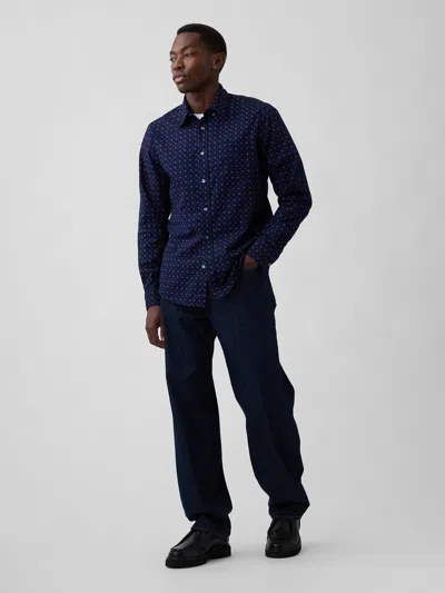 Gap Factory Stretch Poplin Shirt In Standard Fit In Blue