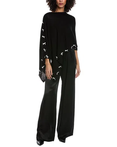 Hannah Rose Mini Bow Cashmere Topper In Black