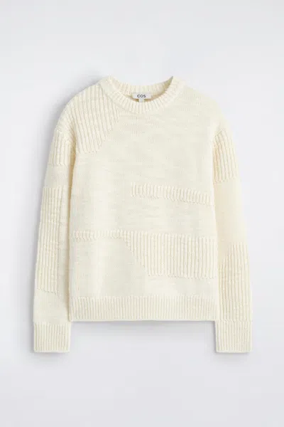 Cos Ladder-stitch Wool Sweater In White