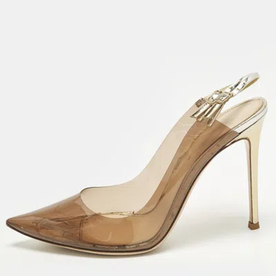 Pre-owned Gianvito Rossi Kyle Size 41 Tricolor Leather And Pvc Slingback Pumps In Transparent