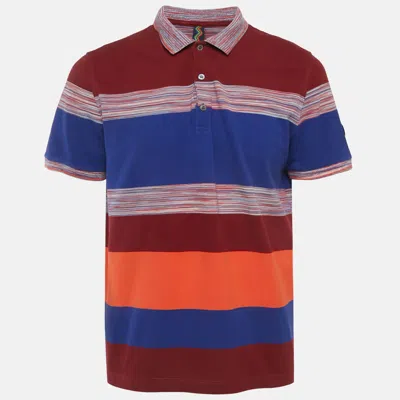 Pre-owned Missoni Multicolor Striped Cotton Knit Polo T-shirt Xl