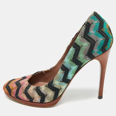 Pre-owned Missoni Size 39 Multicolor Knit Fabric Pumps