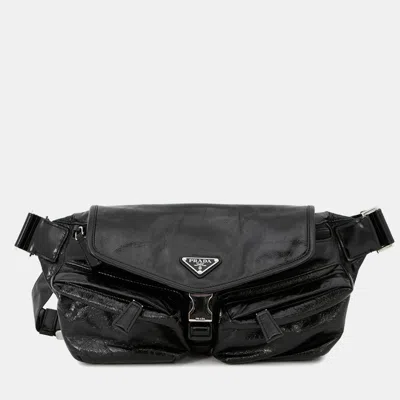 Pre-owned Prada Triangle Calfskin Body Bag Black