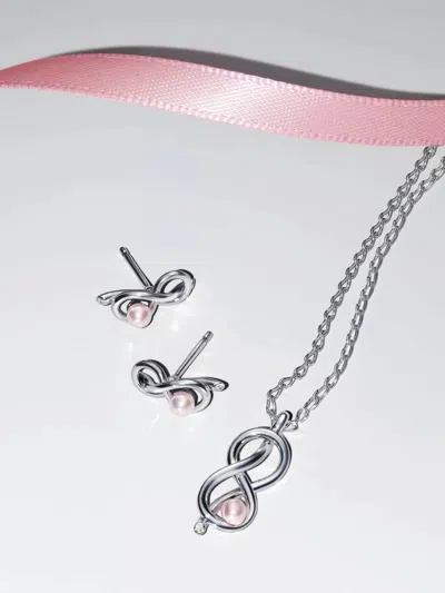 Pandora Women's Infinity Knot Jewelry Earrings And Pendant Necklace Giftset In Silver In Metallic