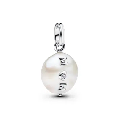Pandora Women's Treated Freshwater Cultured Baroque Pearl Mum Dangle Charm In White In Metallic