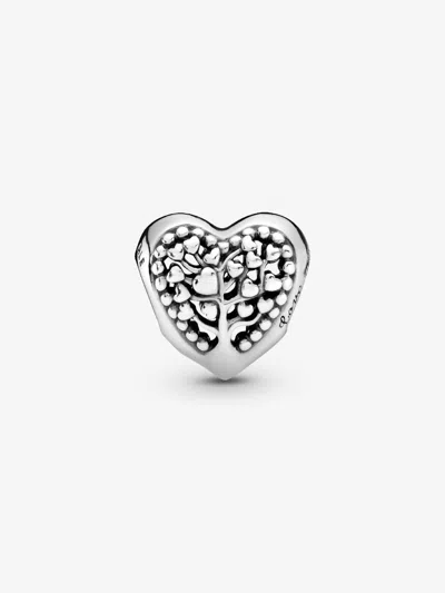 Pandora Family Tree Heart Charm In Silver In Metallic