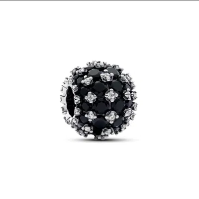 Pandora Women's Sparkling Pavé Round Charm In Black In Black