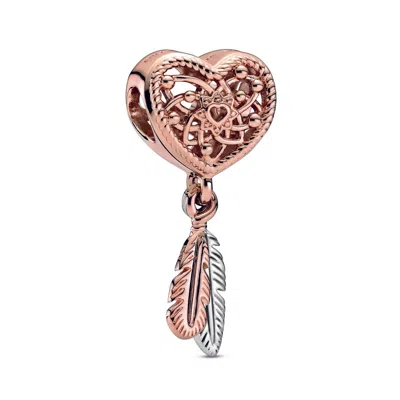 Pandora Women's Openwork Heart Dreamcatcher Charm In Rose Gold In Gold