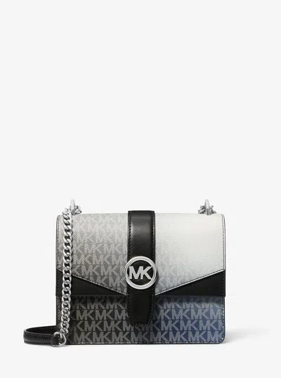 Michael Kors Outlet Greenwich Small Ombré Signature Logo Crossbody Bag In Gray