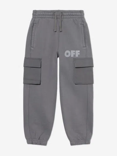 Off-white Boys Garment Dyed Cargo Joggers In Gray