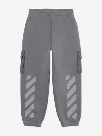 Off-white Boys Garment Dyed Cargo Joggers In Gray