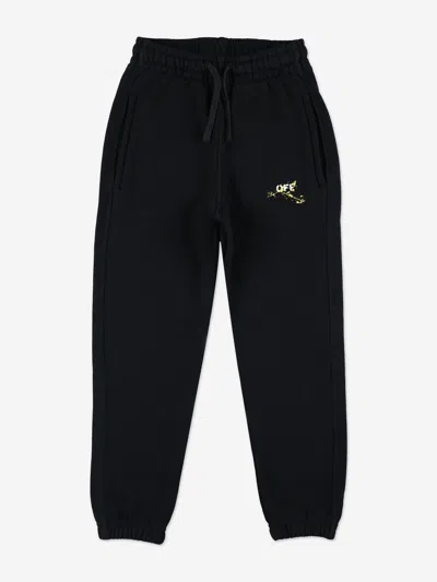 Off-white Boys Diagonal Splat Joggers In Black