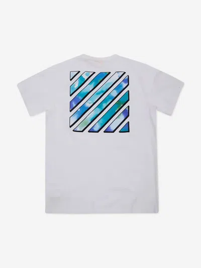 Off-white Kids Diagonal Watercolour T-shirt In White
