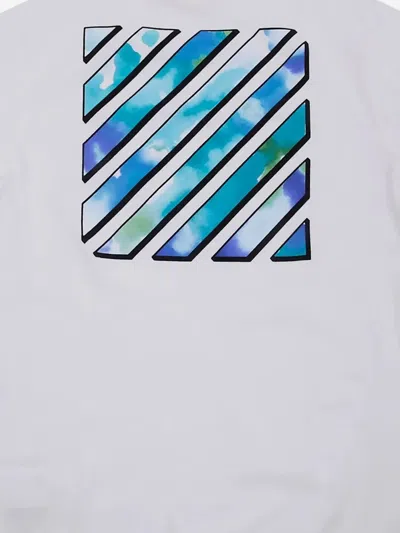 Off-white Kids Diagonal Watercolour T-shirt In White