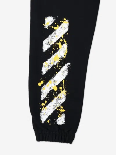 Off-white Boys Diagonal Splat Joggers In Black