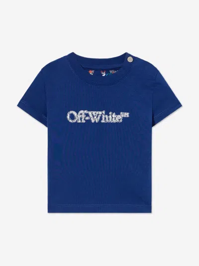 Off-white Baby Boys Big Bookish Crackle T-shirt In Blue
