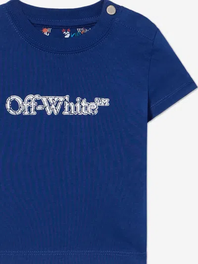 Off-white Baby Boys Big Bookish Crackle T-shirt In Blue