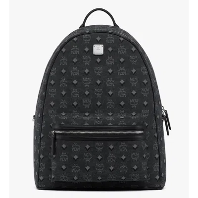 Mcm Medium Stark Backpack In Denim Visetos In Black