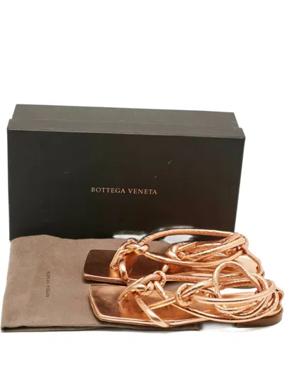 Pre-owned Bottega Veneta Adam Knotted Strap Sandals In Gold