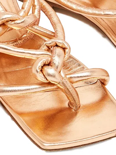 Pre-owned Bottega Veneta Adam Knotted Strap Sandals In Gold