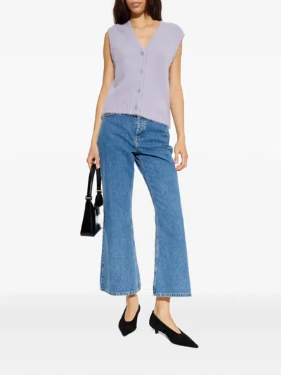 Samsoe & Samsoe Buttoned V-neck Knitted Vest In Purple