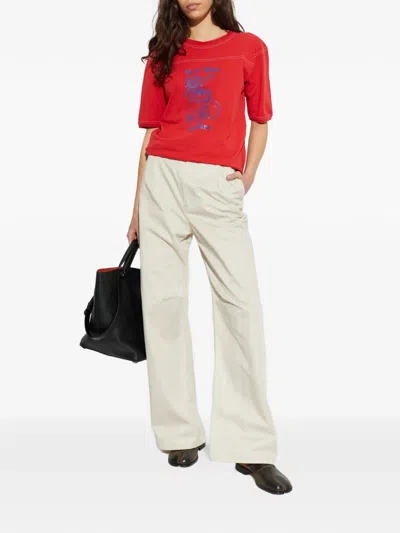 Mm6 Maison Margiela Pleated Wide-leg Trousers In Neutral