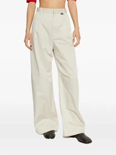 Mm6 Maison Margiela Pleated Wide-leg Trousers In Neutral