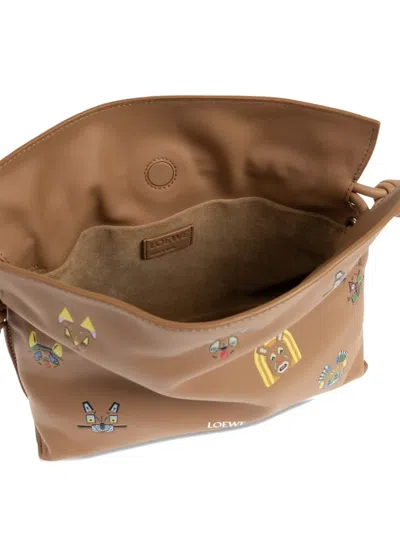 Loewe Mini Flamenco Cat-print Shoulder Bag In Brown