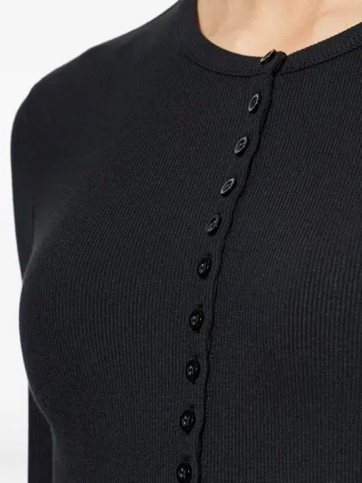 Frame Buttoned Knitted Cardigan In Black