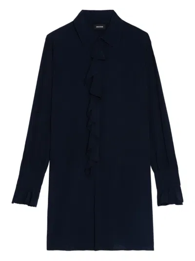 Zadig & Voltaire Rhelyne Ruffled Mini Dress In Blue