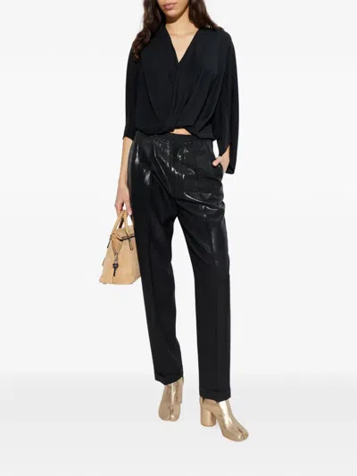 Mm6 Maison Margiela Twisted V-neck Blouse In Black