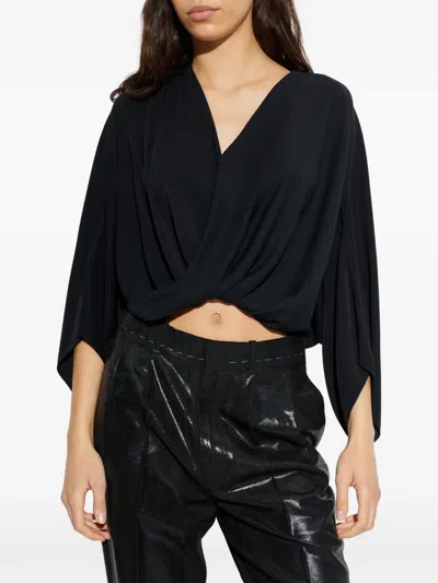 Mm6 Maison Margiela Twisted V-neck Blouse In Black