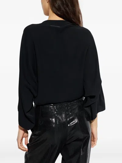 Mm6 Maison Margiela Twisted V-neck Blouse In Black